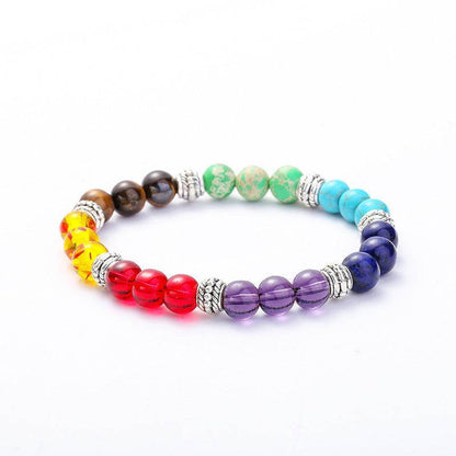 Mens Multi Color Agate Beaded Bracelet - MystiCrystals