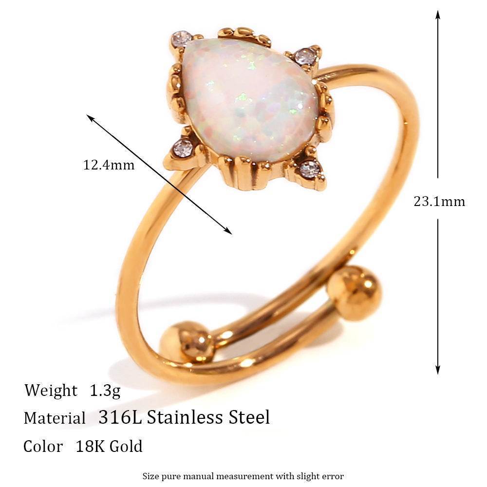 Opal Ring 18K Gold Adjustable - MystiCrystals