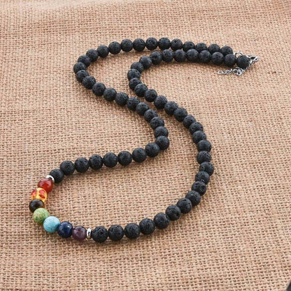 Natural Lava Stone & Turquoise Necklace - MystiCrystals