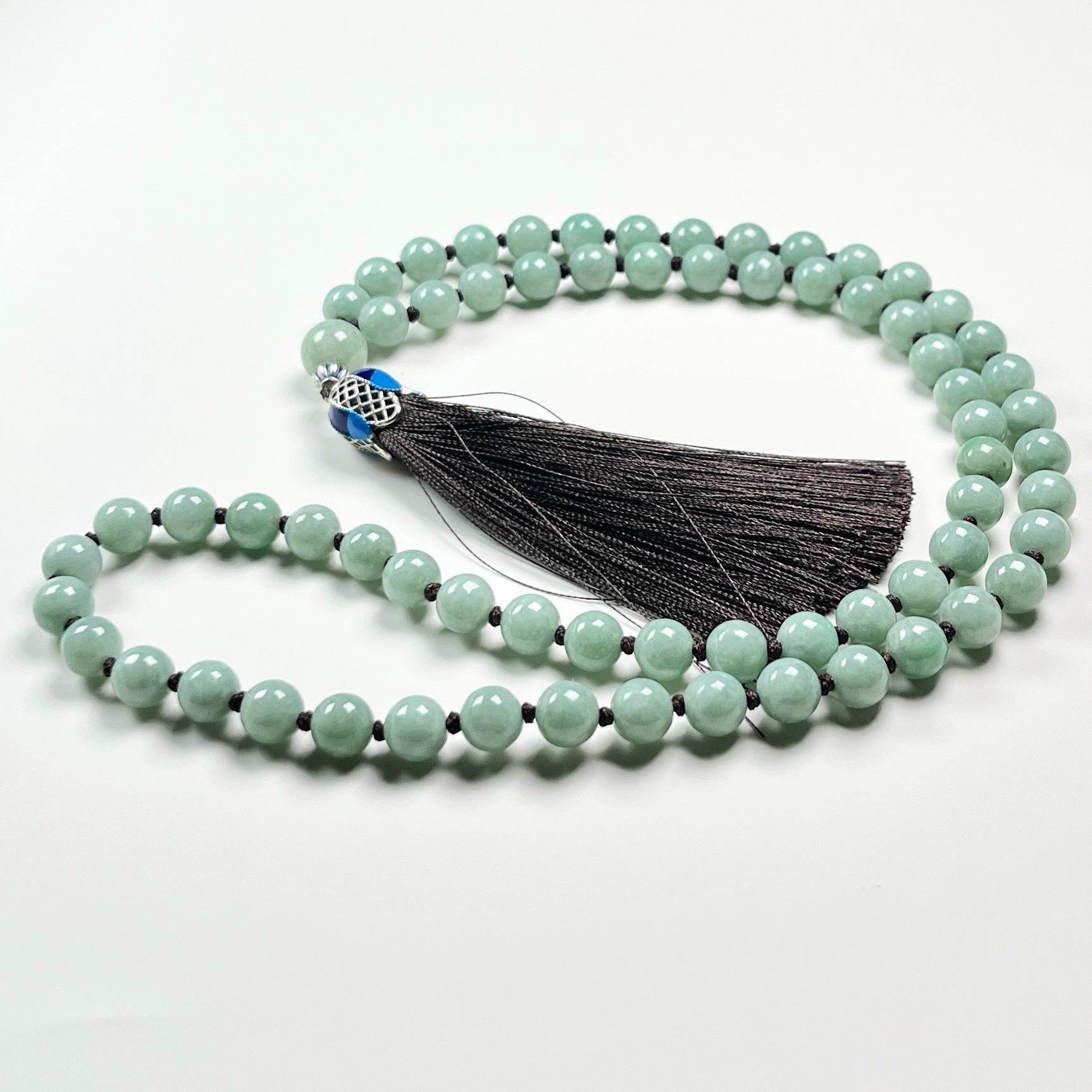 8mm Natural Jade Round Bead Loop Bracelet - MystiCrystals